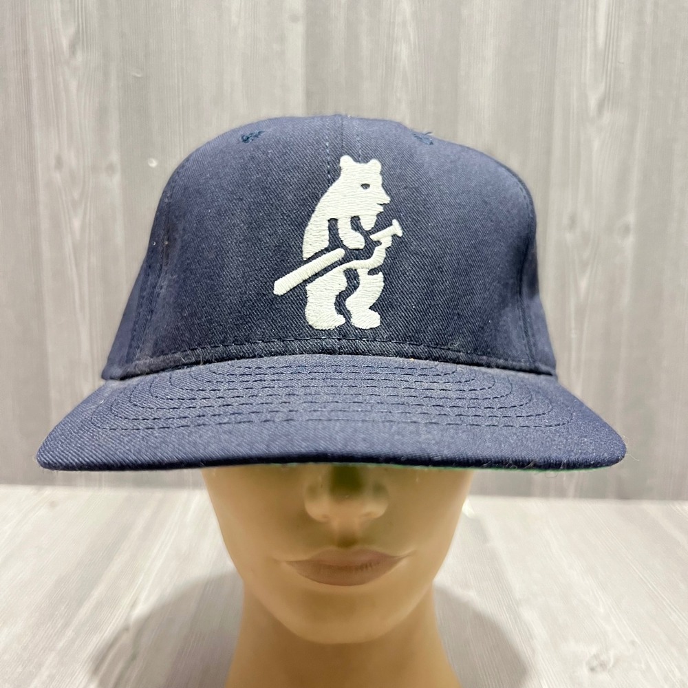 Vintage American Needle MLB Chicago Cubs Navy Blue Fitted Hat Made in USA 7 1/4